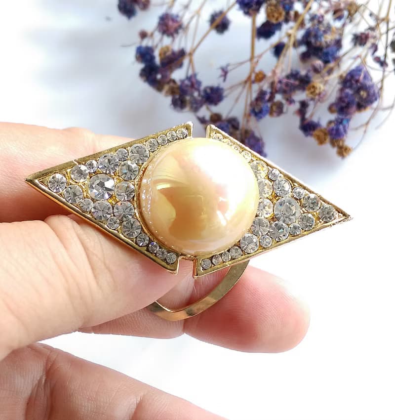 【西洋古董飾品】ART DECO 高雅 仿珠鑽 圍巾夾 絲巾扣 絲巾夾