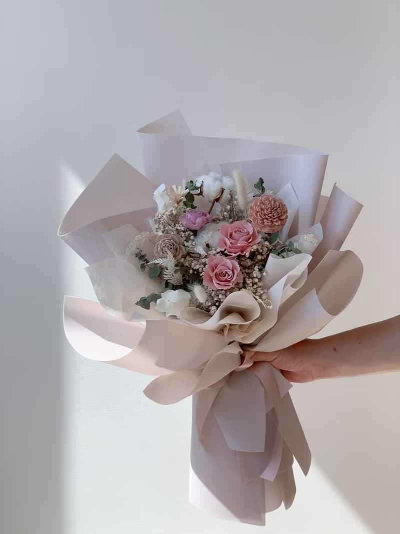 西雅圖奶茶乾燥永生花束 告白花束 生日禮物 求婚捧花 情人節禮物