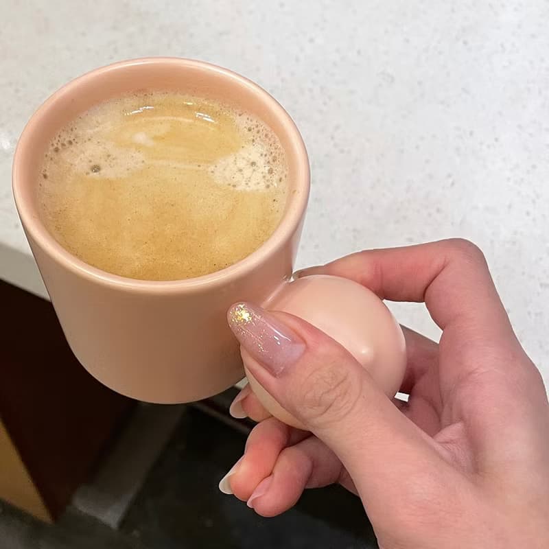 Stan&Co 手工咖啡杯250ml 蜜桃手柄陶瓷馬克杯 情侶對杯