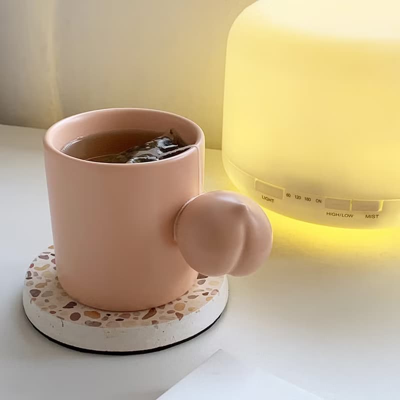 Stan&Co 手工咖啡杯250ml 蜜桃手柄陶瓷馬克杯 情侶對杯