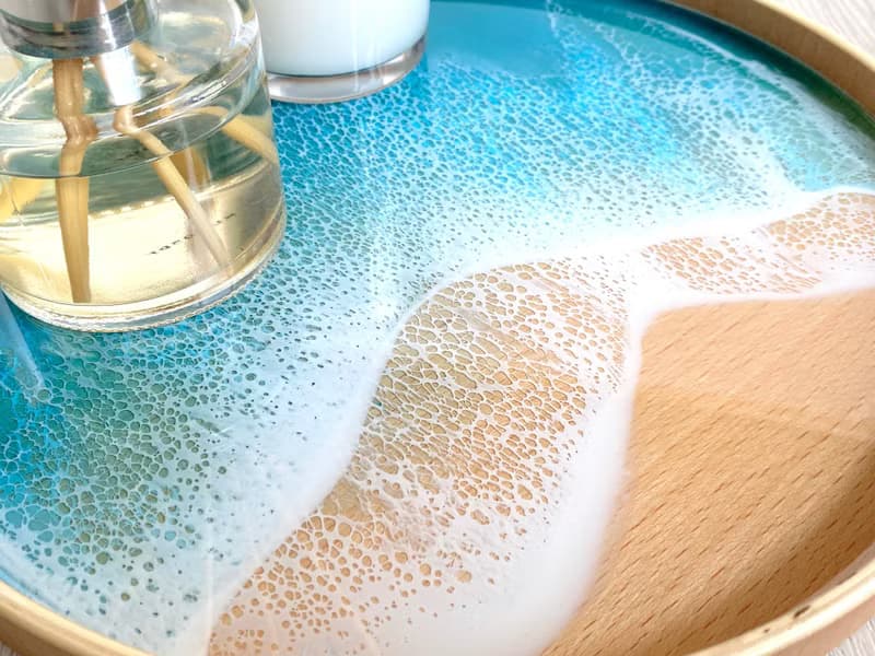 27cm Wood Serving Tray, Blue Diamond, Wedding Gift, Home Gift