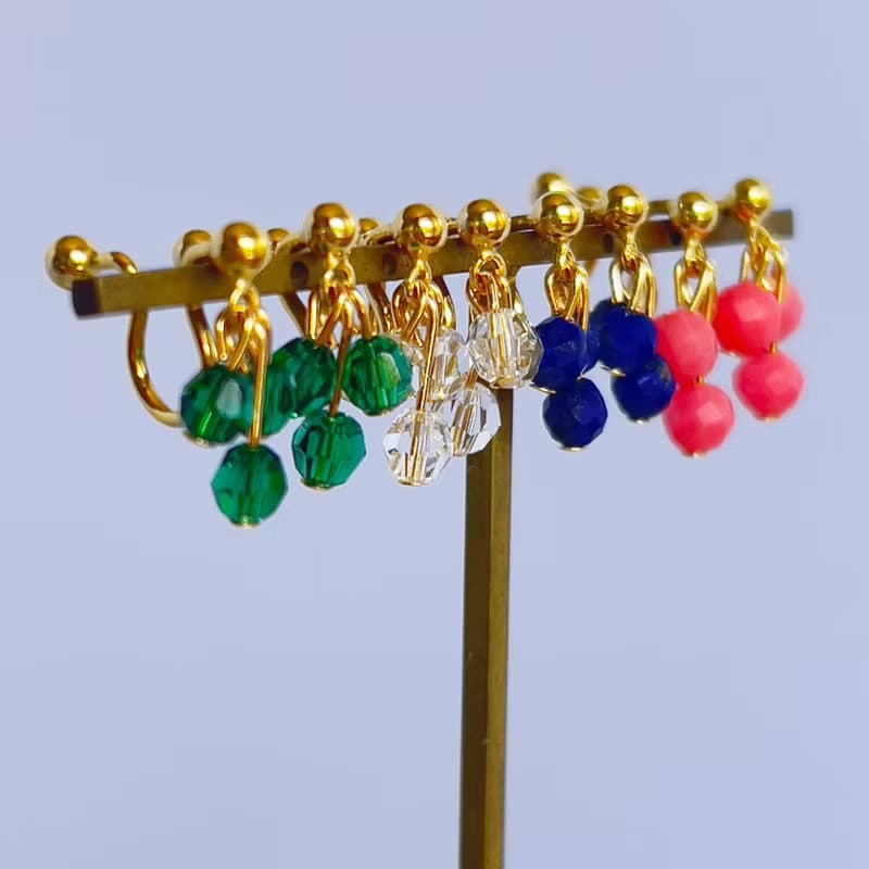 Pink Coral Non-piercing earrings 【gift box】