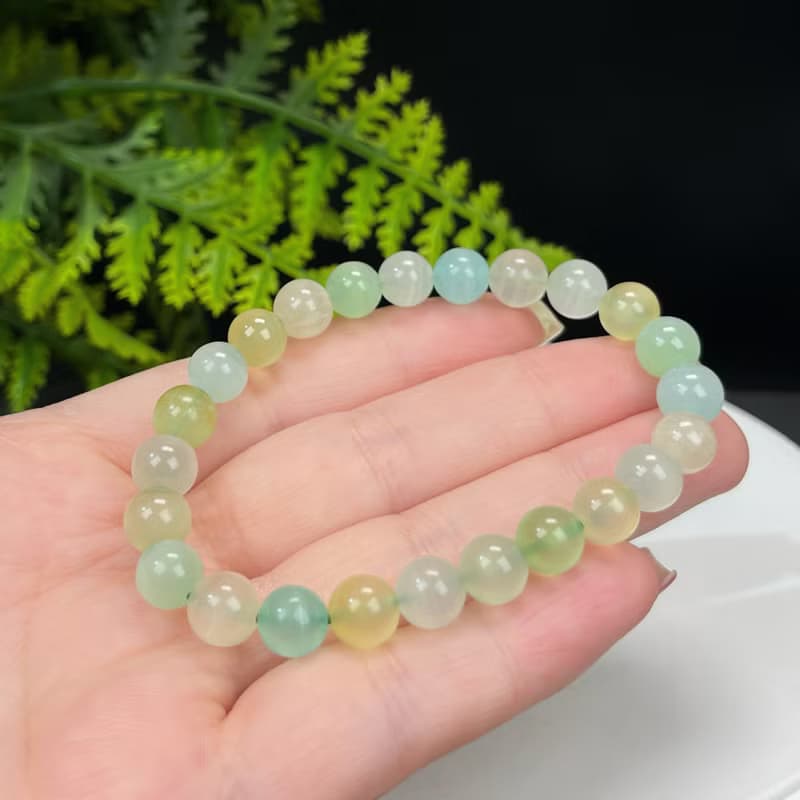 高等級綠紋石手串8mm高冰透體多彩千層單圈手鏈簡約吉祥守護平安