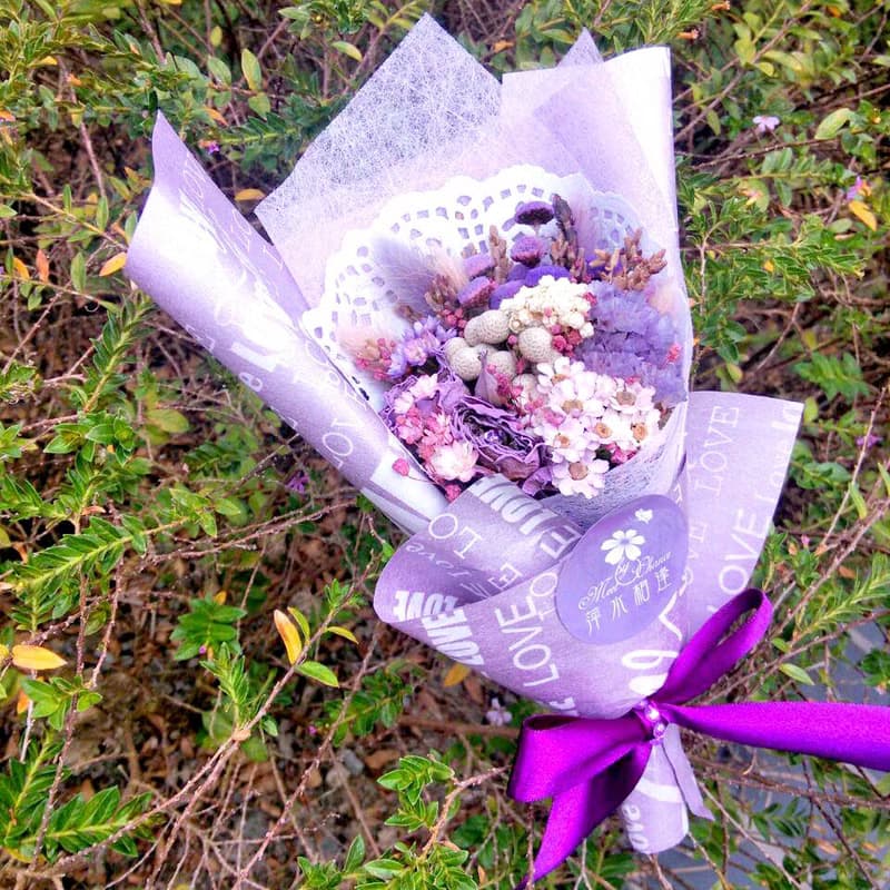 乾燥小花束-LOVE紫色情迷 附卡片 告白花束