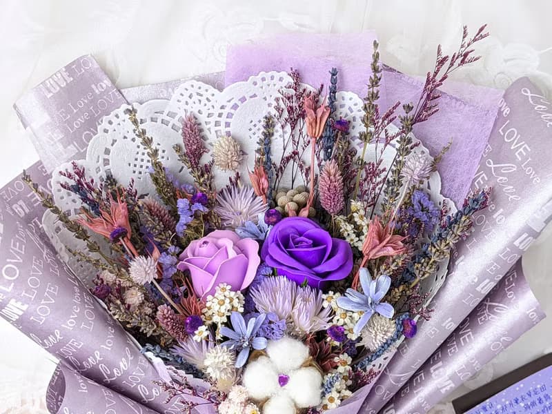 乾燥小花束-LOVE紫色情迷 附卡片 告白花束
