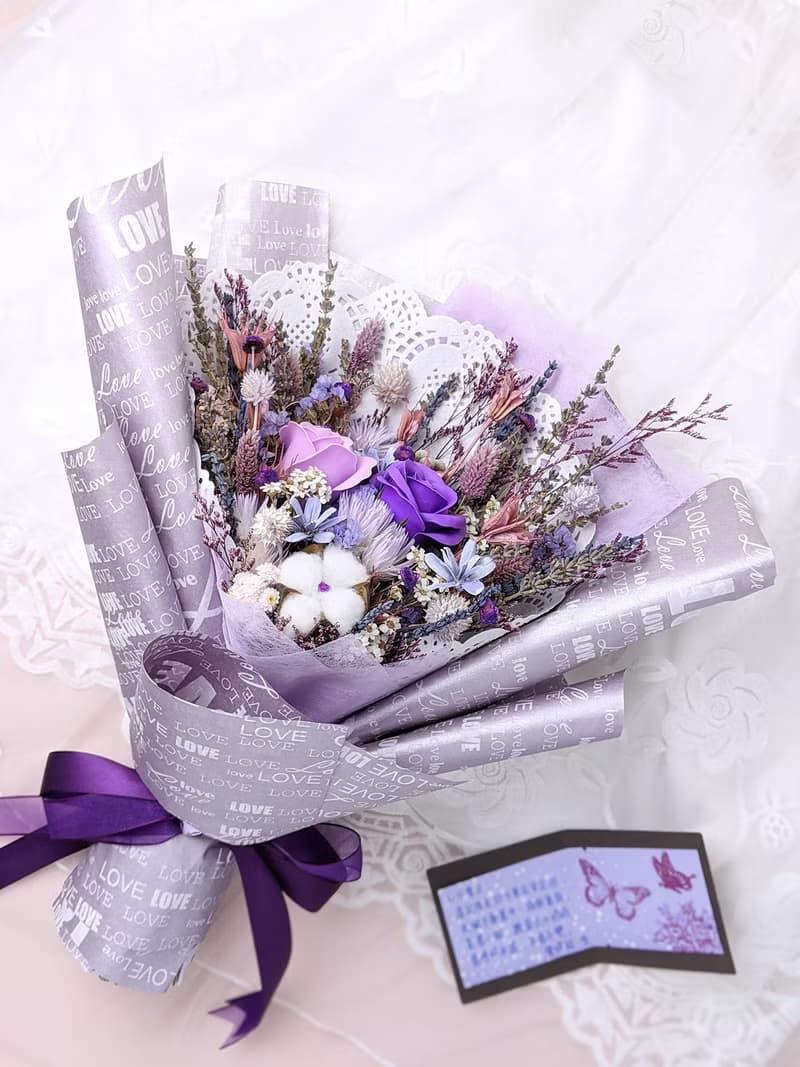 乾燥小花束-LOVE紫色情迷 附卡片 告白花束
