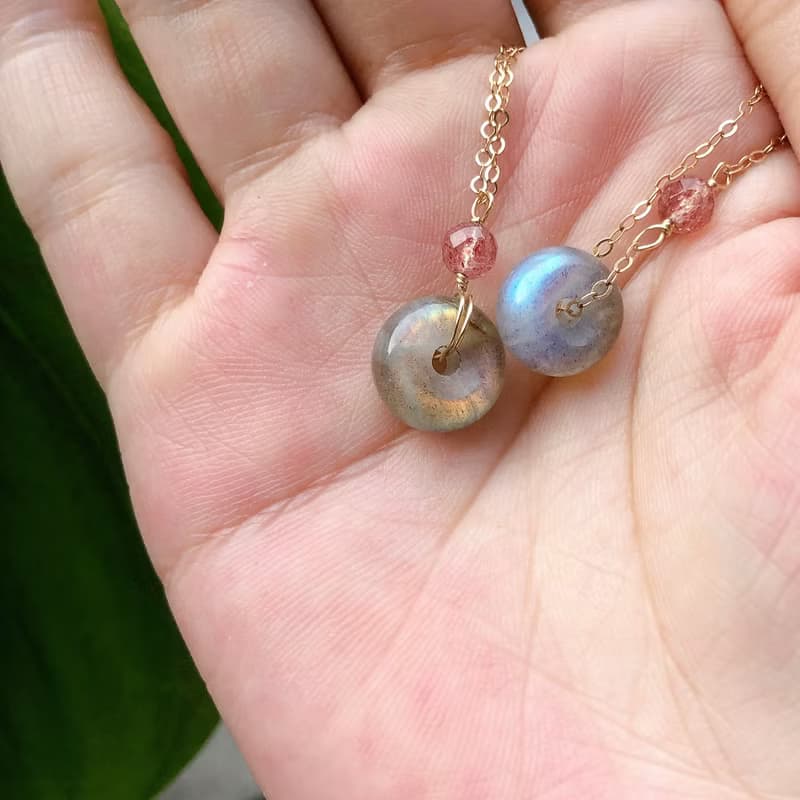 拉長石平安扣 14kgf項鍊