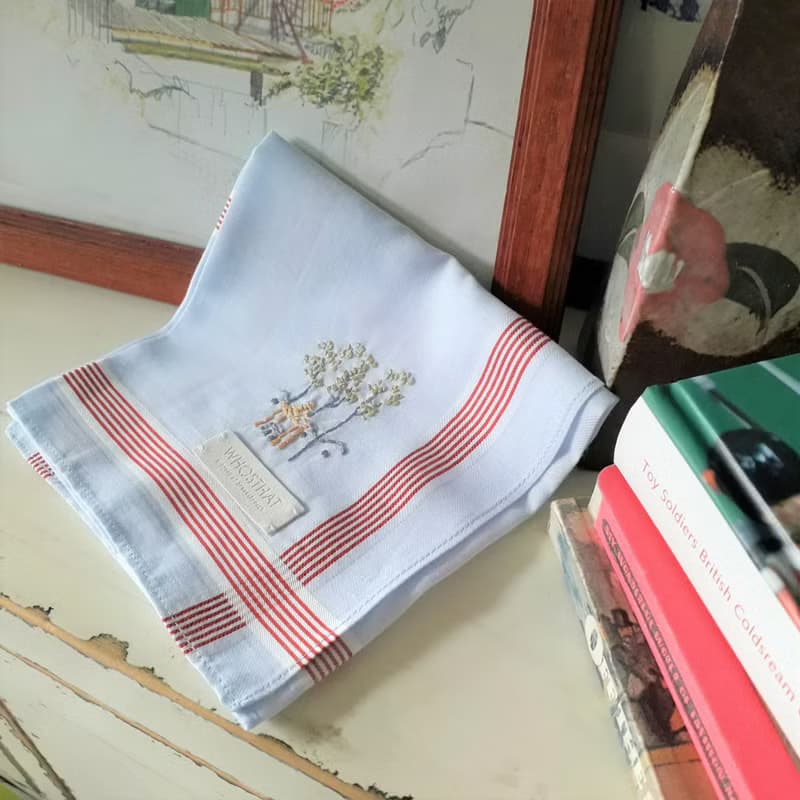 免費定制手綉字母 手工刺繡色織全棉手帕 - 中式庭院