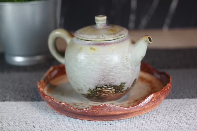【送禮好物】220ml 柴燒重落灰 手拉坯茶壺 鶯歌葉敏祥作品
