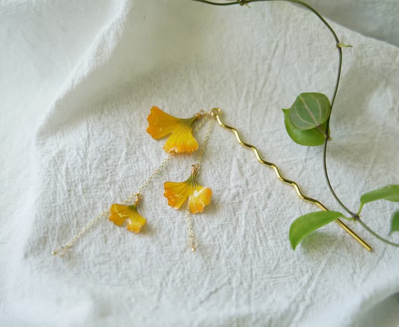 銀杏•夏末 - 樹脂髮簪 髮叉 飾品 禮物