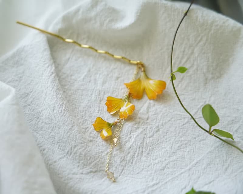 銀杏•夏末 - 樹脂髮簪 髮叉 飾品 禮物