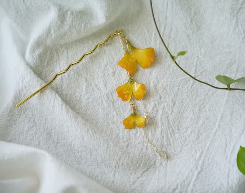 銀杏•夏末 - 樹脂髮簪 髮叉 飾品 禮物