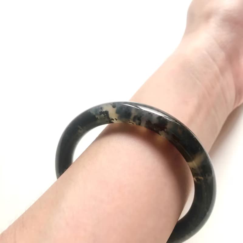 【令藏齋】水墨玉手鐲玉鐲/圈口57、58、59/圓條/特色/收藏/美