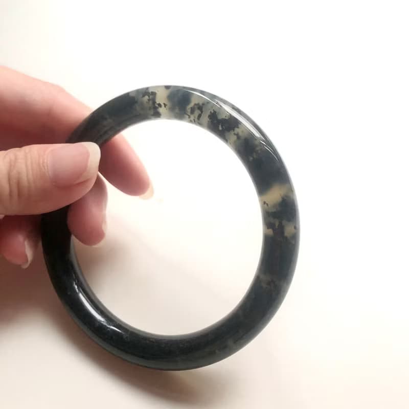 【令藏齋】水墨玉手鐲玉鐲/圈口57、58、59/圓條/特色/收藏/美