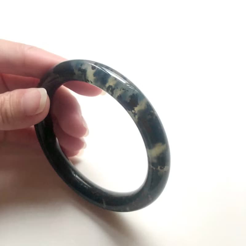 【令藏齋】水墨玉手鐲玉鐲/圈口57、58、59/圓條/特色/收藏/美