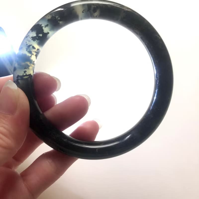 【令藏齋】水墨玉手鐲玉鐲/圈口57、58、59/圓條/特色/收藏/美