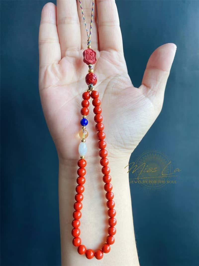 硃砂 保平安 福 五色線 手機鍊 辟邪聖物 翡翠 黃水晶 禮物