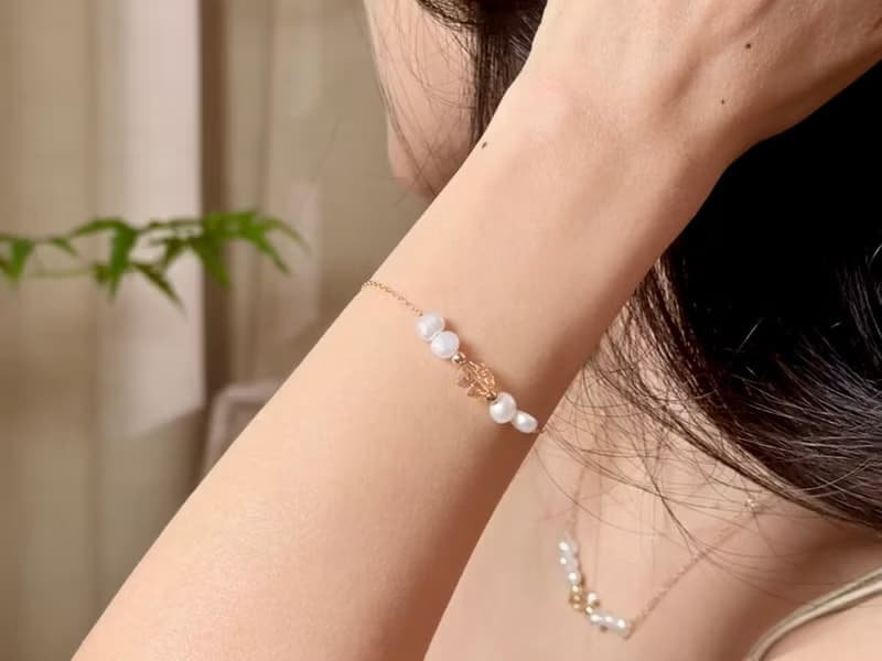 天然淡水珍珠/施奇水晶/14KGF造型手鍊 獨立原創 聖誕禮物 聖誕派