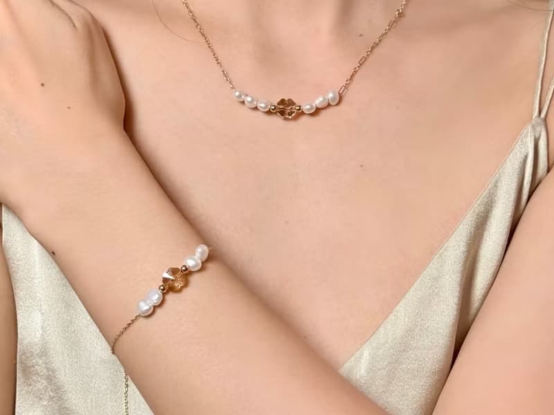 天然淡水珍珠/施奇水晶/14KGF造型手鍊 獨立原創 聖誕禮物 聖誕派