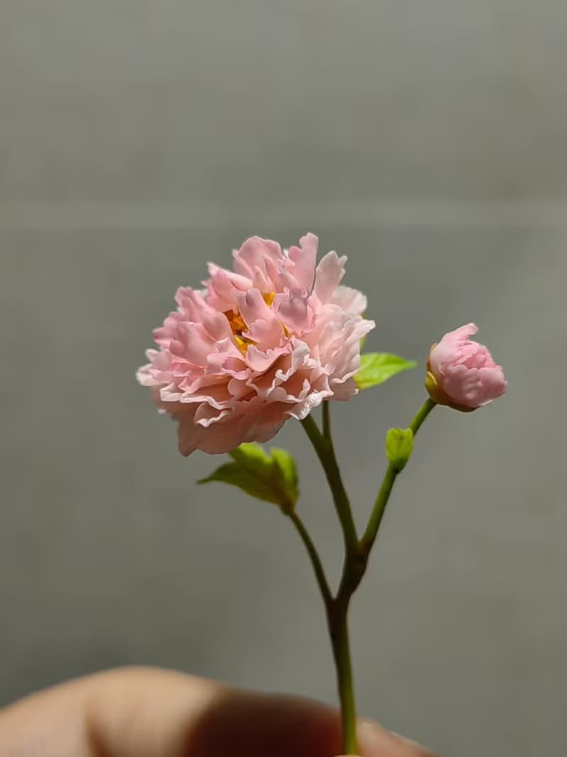 芍藥花微縮黏土一枝芍藥