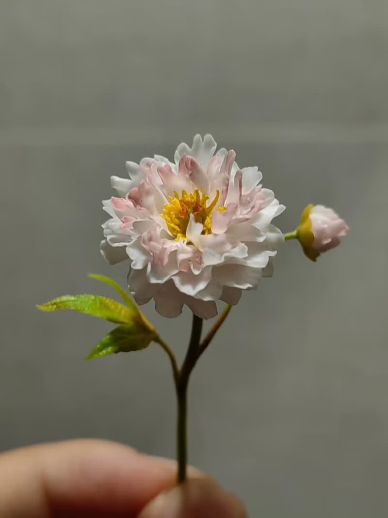 芍藥花微縮黏土一枝芍藥
