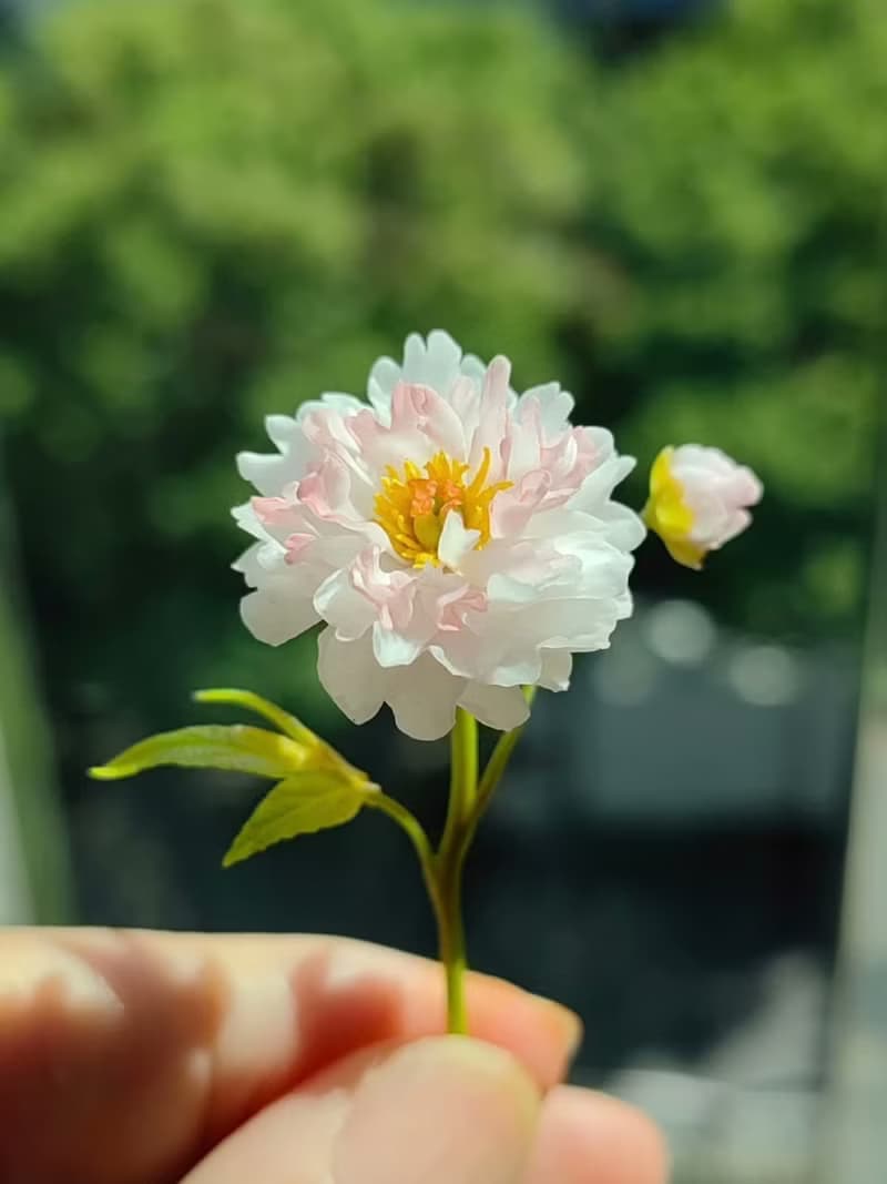 芍藥花微縮黏土一枝芍藥