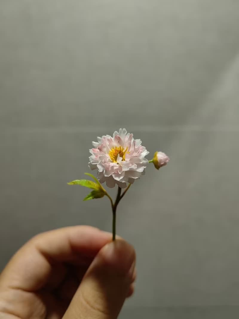 芍藥花微縮黏土一枝芍藥