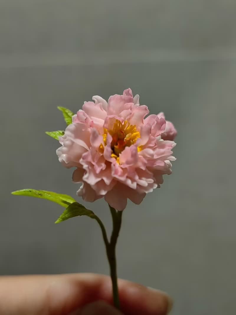 芍藥花微縮黏土一枝芍藥