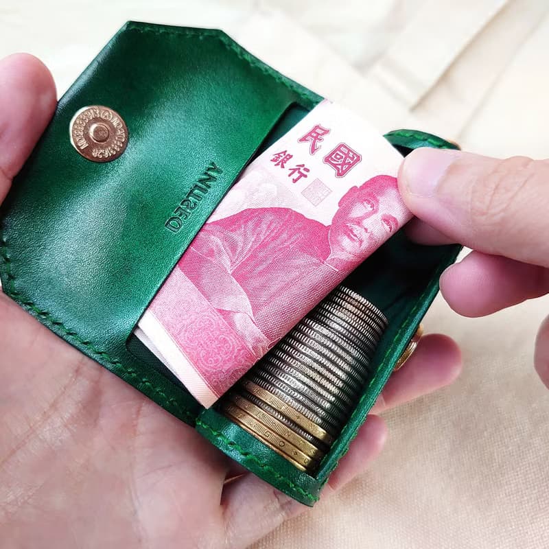 一筒金零錢包/手染漸層款/寶石綠