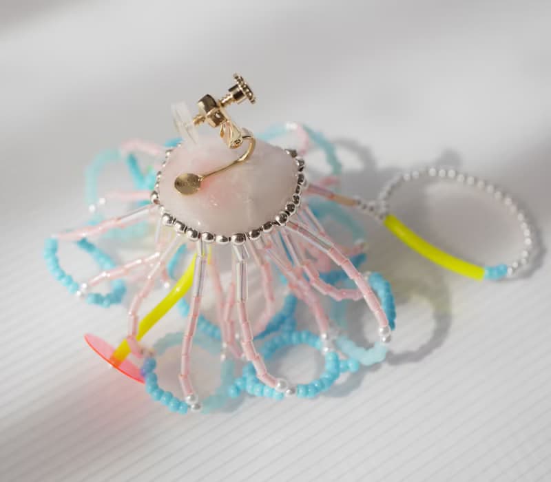 tsububu /片耳販売/ビーズ刺繍/微生物/ピアス,イヤリング/あぶく