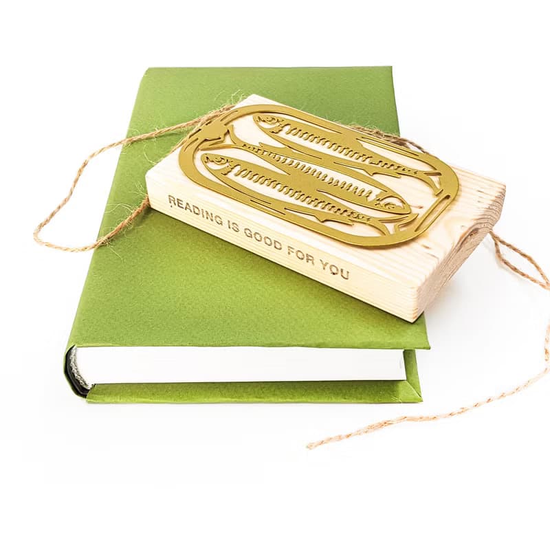 Canned Classics gold metal bookmark sardine can design handmade