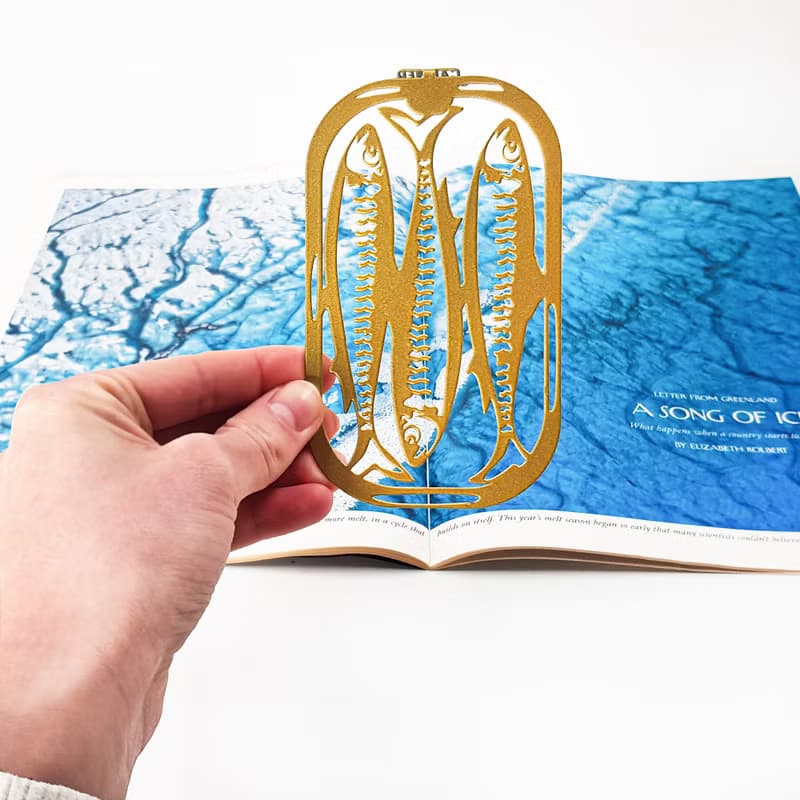 Canned Classics gold metal bookmark sardine can design handmade