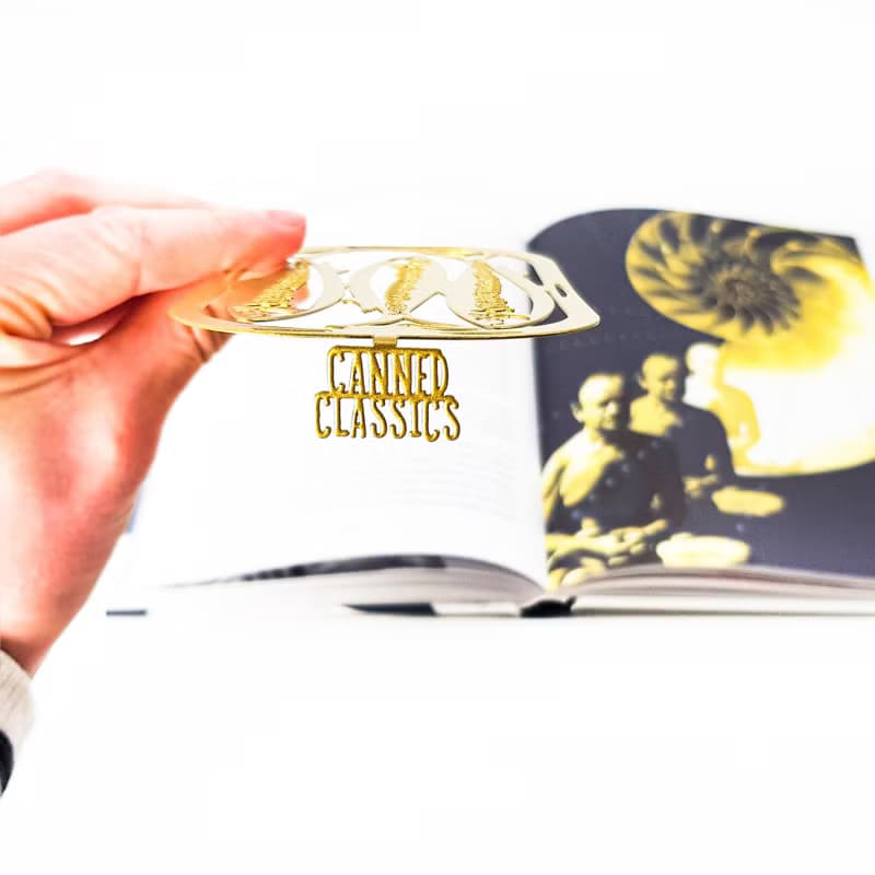 Canned Classics gold metal bookmark sardine can design handmade