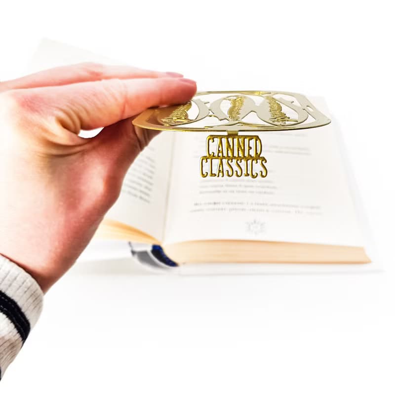 Canned Classics gold metal bookmark sardine can design handmade