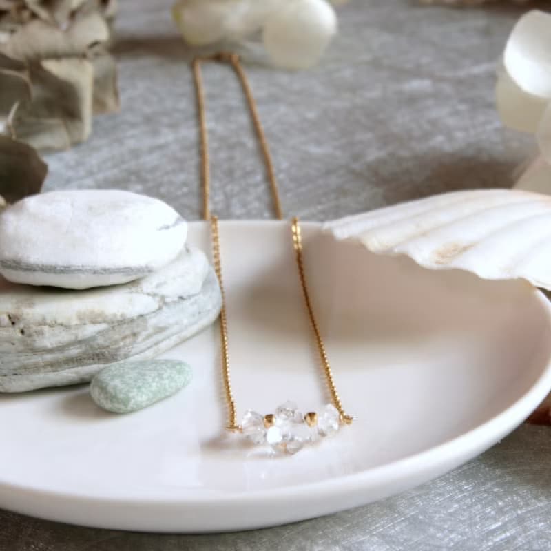 赫基蒙項鍊 鎖骨鍊 天然雙尖水晶~清澄女孩