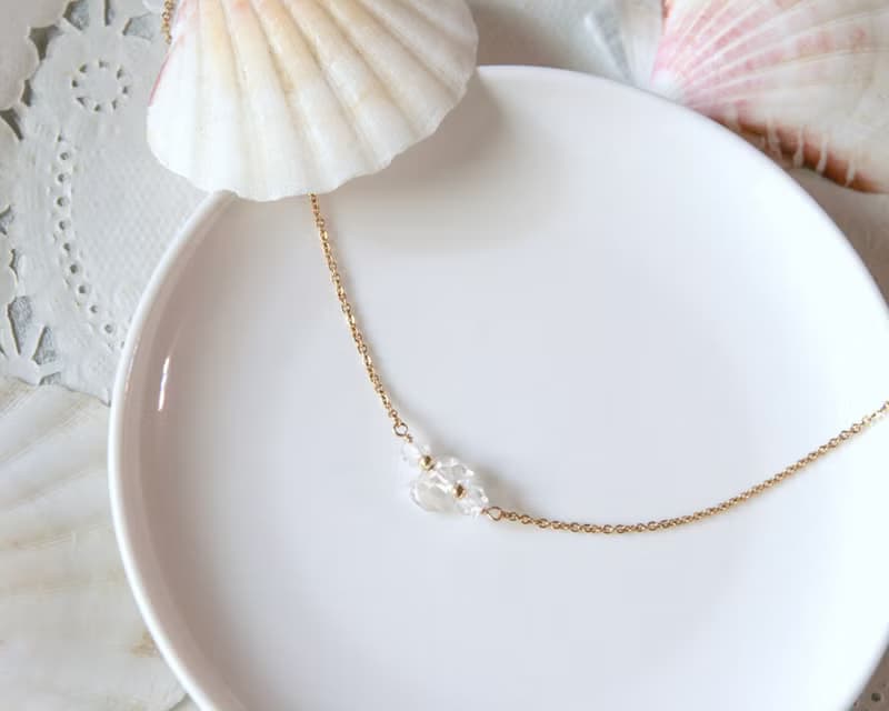 赫基蒙項鍊 鎖骨鍊 天然雙尖水晶~清澄女孩