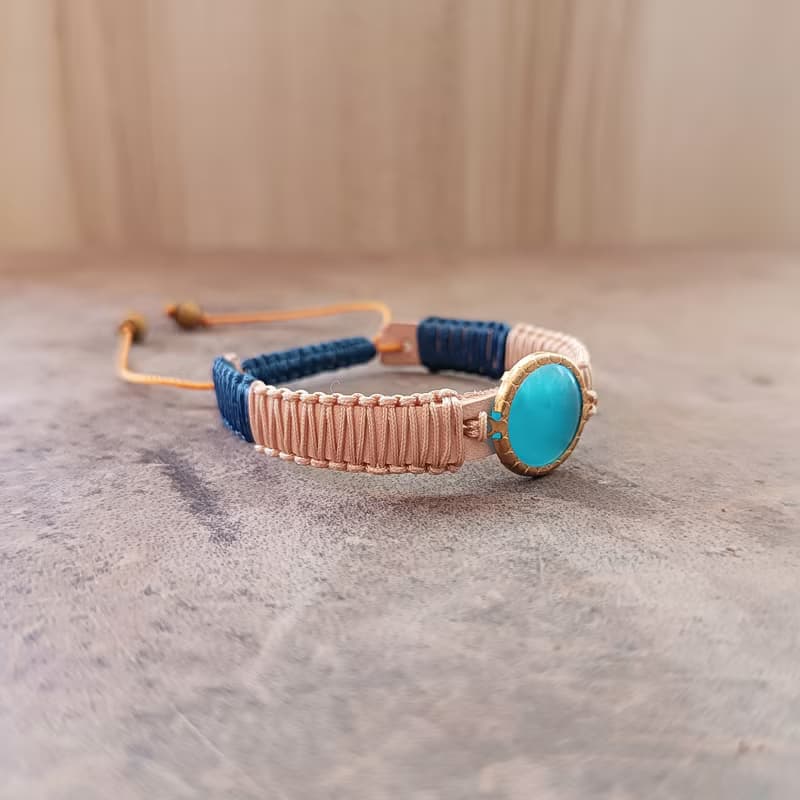 金色潮汐 皮革 水晶 手鍊