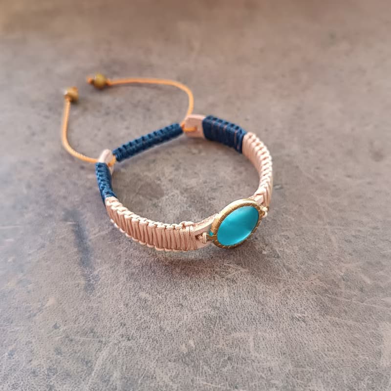 金色潮汐 皮革 水晶 手鍊