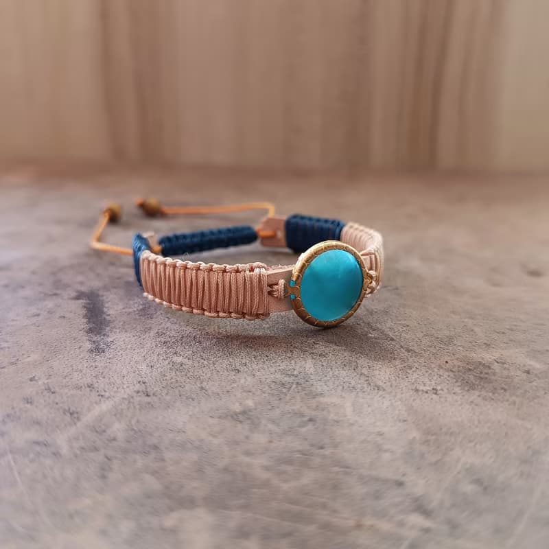 金色潮汐 皮革 水晶 手鍊