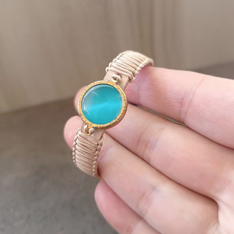 金色潮汐 皮革 水晶 手鍊