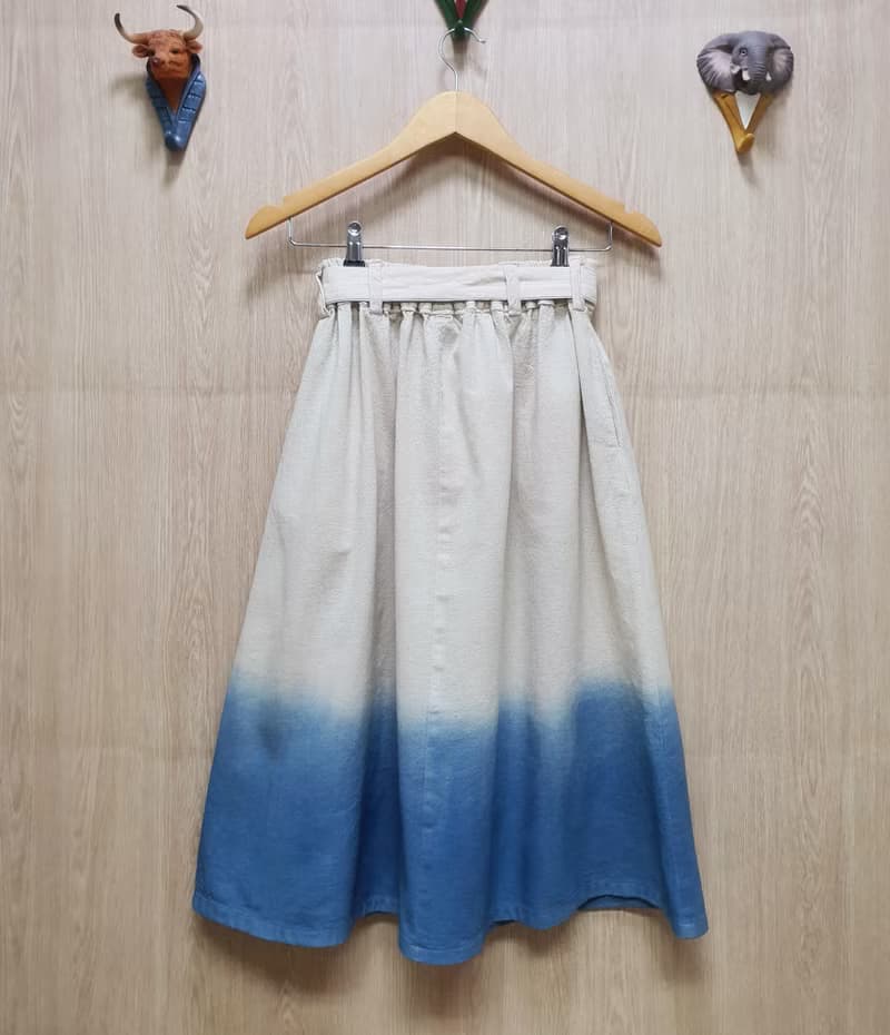 手工刺繡裙子、棉織物、帆船、狐狸、兔子、海