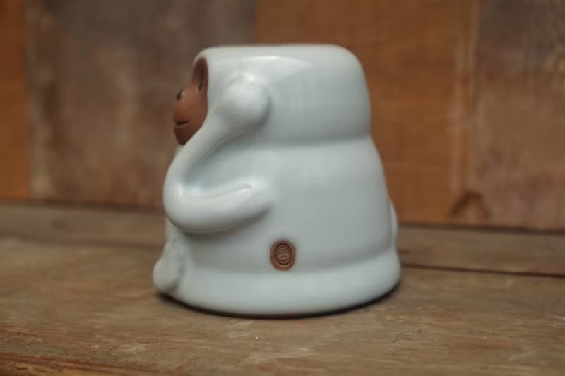 佛系禮物 四不猴陶杯 茶杯 咖啡杯 青瓷汝窯潤白釉色