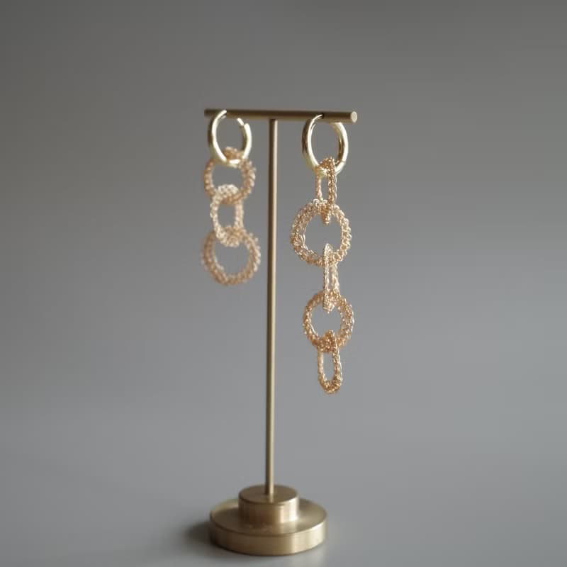 結 – 金屬鉤織耳飾　金色款