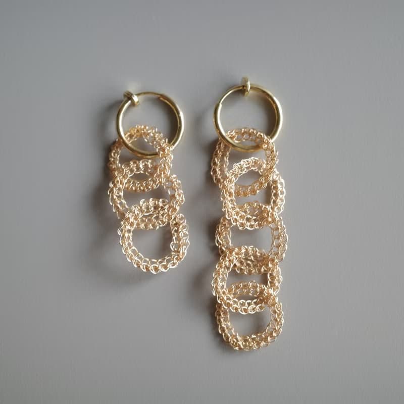 結 – 金屬鉤織耳飾　金色款