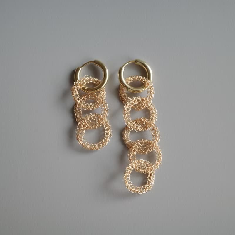 結 – 金屬鉤織耳飾　金色款