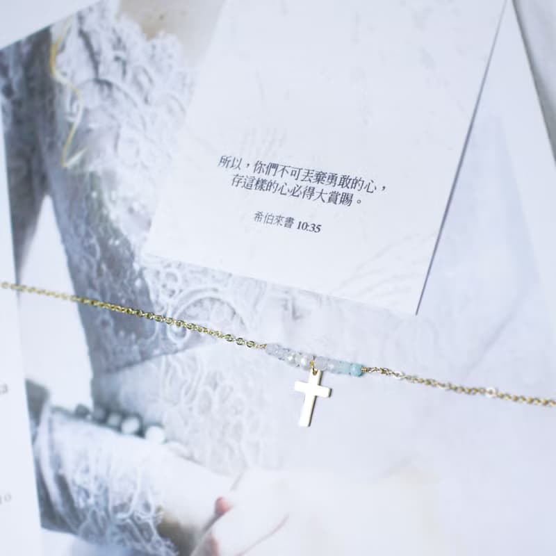 Giftest X Hibbii聯名款 18K鍍金/勇敢 基督教禮物十字架項鍊N56