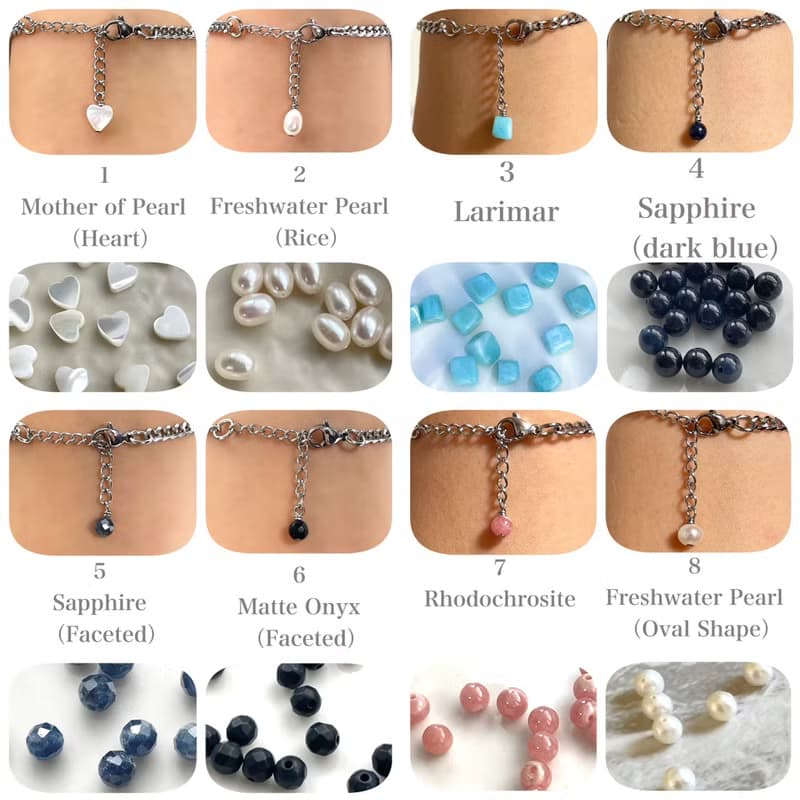 金属アレルギー対応　お好きなサイズで製作　天然石 を選べます　つけっぱなし OK  男女兼用　シンプル　チェーン　ブレスレット　316L サージカルステンレス