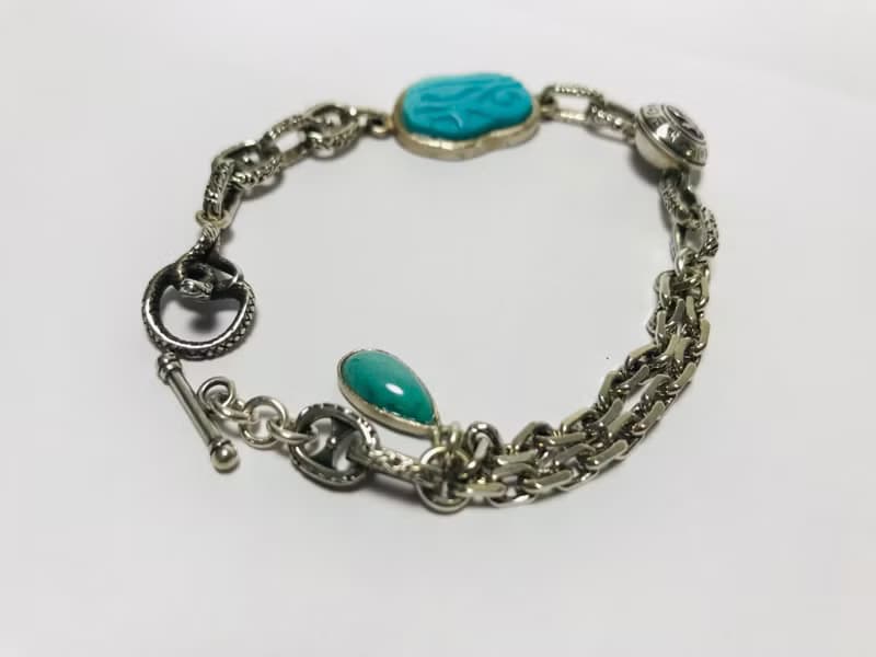 純銀手鍊搭配綠松石
