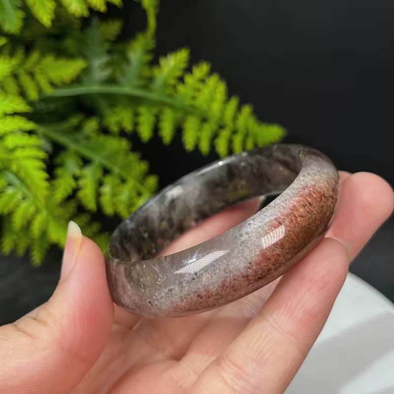 畢業級極光23水晶手鐲51+MM 冰透星光彩虹閃片黑色飄紅 天眼羽毛