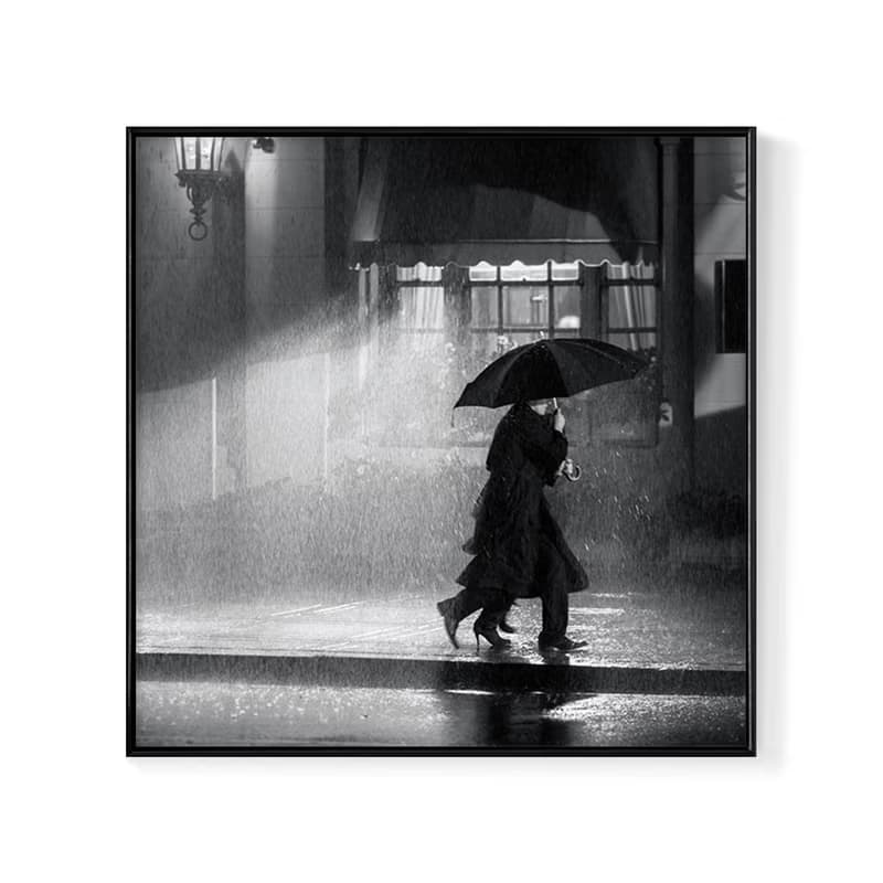 傘下儷人(方版) -雨天共撐傘黑白攝影/情人節禮物/告白/畫框雷雕